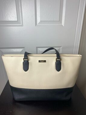 kate spade Two-Tone Cream and Black Structured Tote